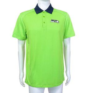 NIKE Polo Mens M Lime Green Polyester NFL Seahawks Dri-FIT